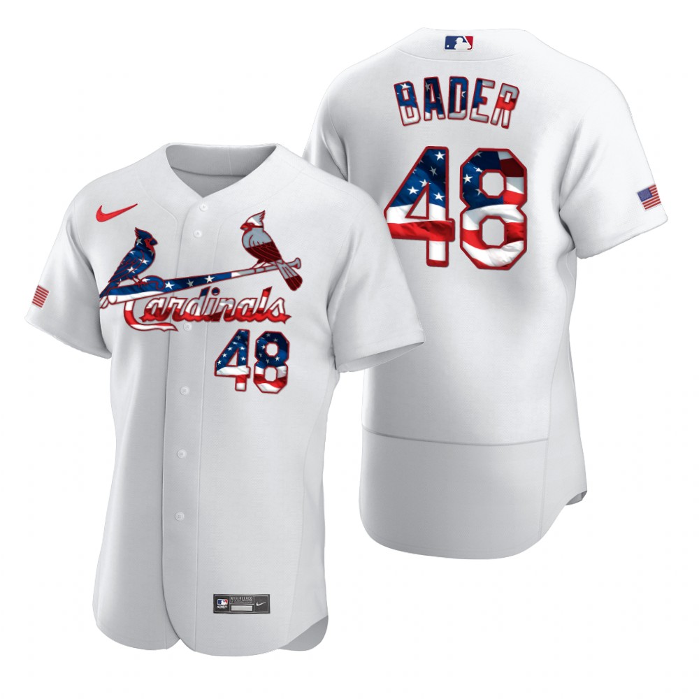 St. Louis Cardinals 48 Harrison Bader Men Nike White Fluttering USA Flag Limited Edition Authentic MLB Jersey